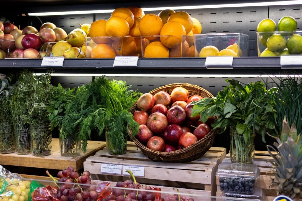 Fresh organic produce at CC's Market