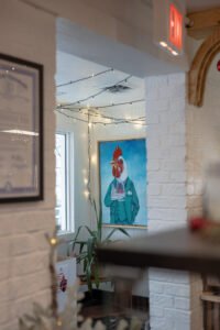 rooster painting inside local market